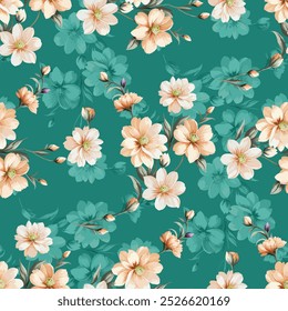 art,small flower leaf stems,textile design pattern allover repeats, effect abstract shadow,colors print,spring summer