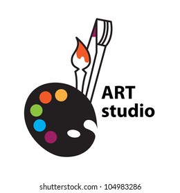 Art-studio sign - Vector Brush and Palette Icon