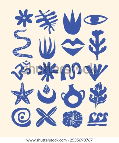 Artsy abstract elements, pottery, and ceramics style includes sea animals, floral, plant, spirituality and more	
