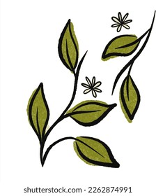 ARTSY BRUSH LEAVES VECTOR. HAND DRAW DOODLE ILLUSRTATION 