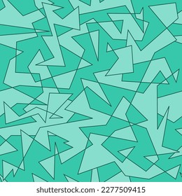 Artsy geometric fashion print. Fashion pattern design. Modern geometric chaotic lines vector texture. Mint turquoise green fashion design.