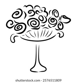 Artsy Hand drawn flower vase with flowers, flower vase doodle, whimsical flower vase