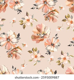 art,textile design,flower leaf,abstract effect,pattern allover repeats,pastel colors botanical ,fabric wallpaper print digital