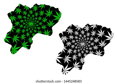 Artvin (Provinces of the Republic of Turkey) map is designed cannabis leaf green and black, Artvin ili map made of marijuana (marihuana,THC) foliage,
