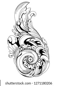 Artwork of acanthus for tattoo design and for clothing