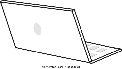 an artwork of a angle side laptop 