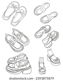 Artwork art line colorful shoes illustration painting board