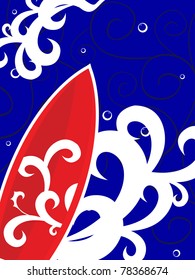 artwork background with surfing board