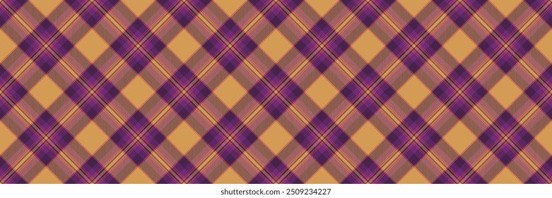 Tecido têxtil de fundo de arte, impressionante vetor xadrez tartan. Textura de verificação uniforme de padrão de cores na paleta de cores laranja e escura.