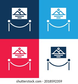 Juego de iconos mínimo de cuatro colores azul y rojo