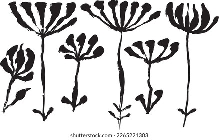 Kunstwerk Brush Blumen Silhouette Set