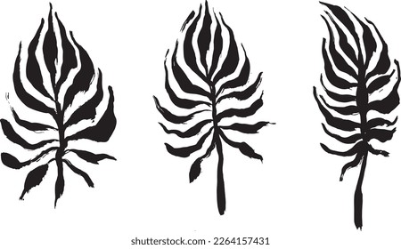 Artwork Brush Leaves Silhouette Set