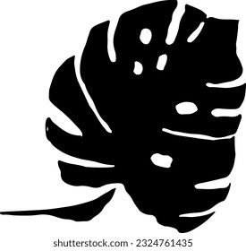 Artwork Brush Monstera Leaf Silhouette