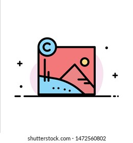 Artwork, Business, Copyright, Copyrighted  Business Flat Line Filled Icon Vector Banner Template