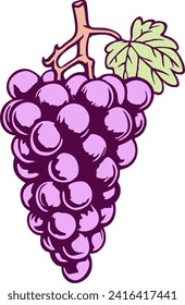 The artwork captures the essence of a bountiful grapevine, laden with clusters of plump and succulent grapes