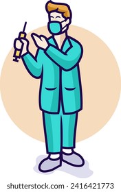 The artwork captures the essence of a medical professional ready to provide care and alleviate discomfort