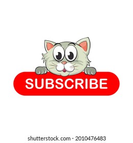 artwork of a cat carrying a sign that says subscribe