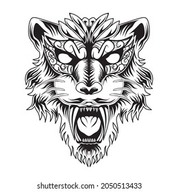 Kunstwerk Katzenkopf Tätowierung Vektorgrafik