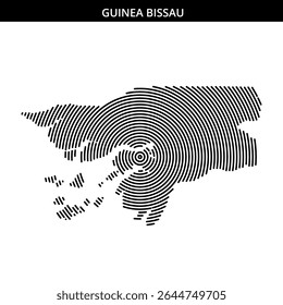 Artwork depicting the shape of Guinea Bissau using circular lines.