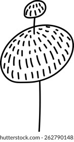 The artwork depicts a stylized tree with two round crowns on a single stem using bold outlines. Cartoon vector illustration