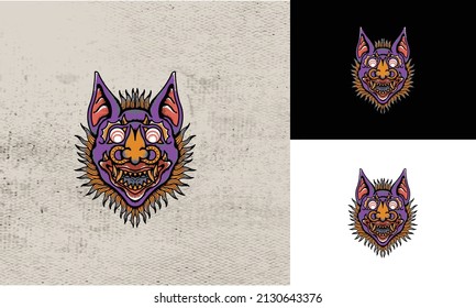 artwork design of bat head vector illustration