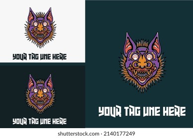 artwork design of bat head vector illustration