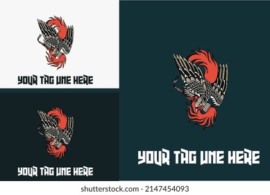 artwork design of bird with flame vector illustration