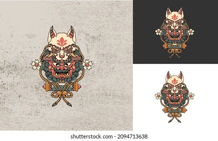 artwork design of devil on japan tattoo vector illustration