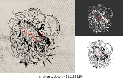 artwork design of dino vector black and white