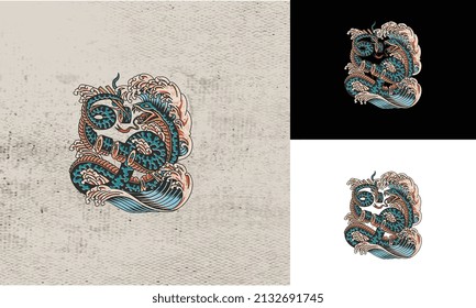 diseño artístico de ilustración de vector abstracto de dragón