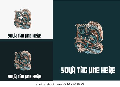 diseño artístico de ilustración de vector abstracto de dragón