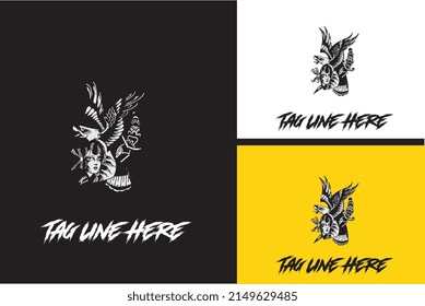 artwork design of eagle flying vector black and white