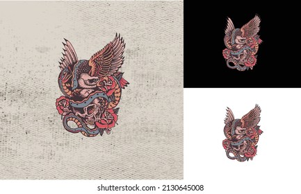 artwork design of eagle and snake vector illustration