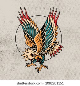 diseño artístico de ilustración del vector del tatuaje del águila