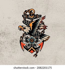 artwork design of eagle tattoo vector illustration