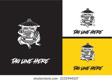 artwork design of frog abstract vector black and white