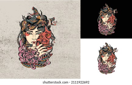 artwork design of geisha vector illustration 