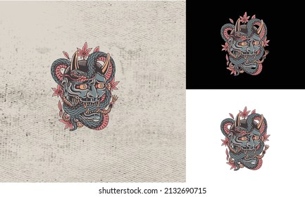 artwork design of head devil and snake vector illustration