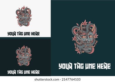 artwork design of head devil and snake vector illustration