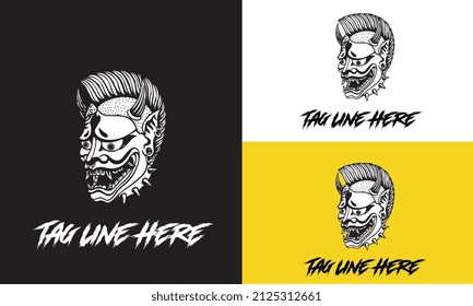 artwork design of head devil vector design black and white