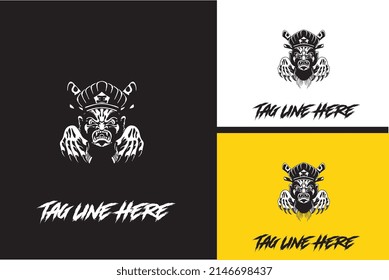artwork design of head devil vector black and white
