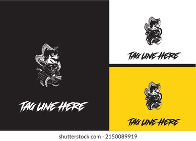 artwork design of head devil vector black and white