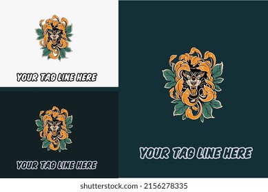 artwork design of head panther with red rose vector