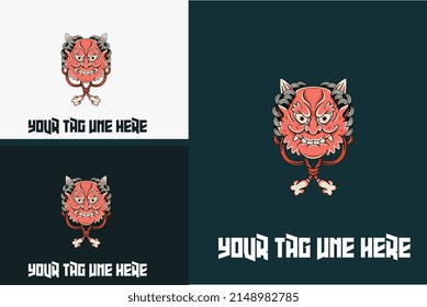 artwork design of head red devil vector illustration