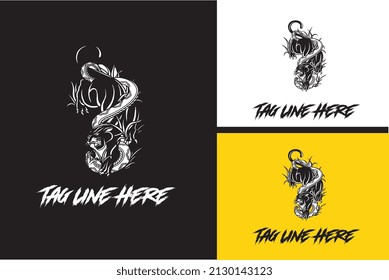 artwork design of panther and snake vector black and white