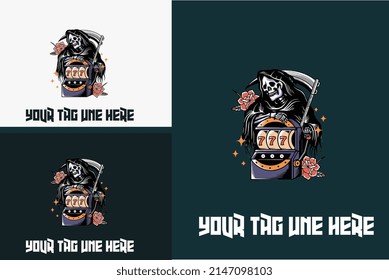 artwork design of skull and sword vector illustration