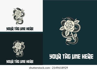 artwork design of snake and flower vector