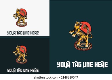 Artwork Design Of Tiger Fight With Snake Vector