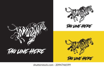 artwork design of zebra and panther vector illustration black and white