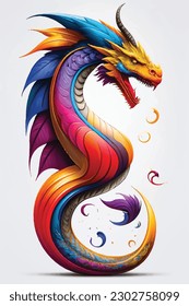 artwork dragon rainbow concept gradient style illustration